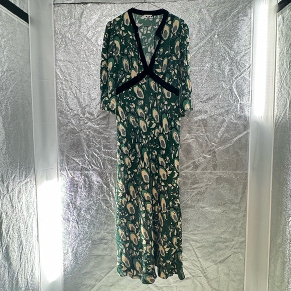 Rixo Petra midi dress green & black L / 10 - Picture 11 of 12